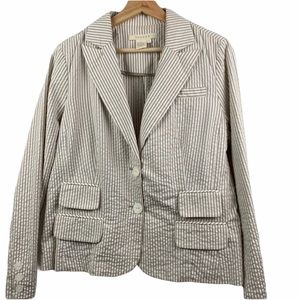 Sandro blazer tan and white stripe
